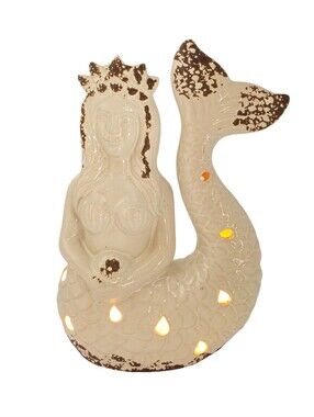 White Mermaid Electric Tabletop 7 Watt Light.. Measures 9 x 6 x 3 Coastal Shabby